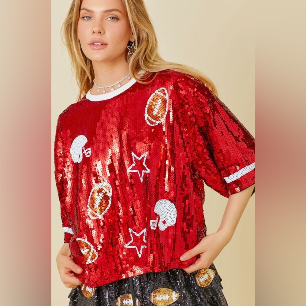 Football Game Day Sequin Top